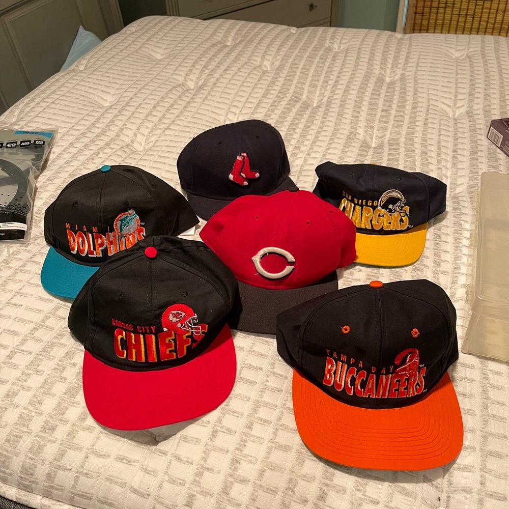 Vintage NFL and MLB hats